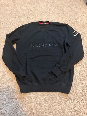 Balenciaga Black Crewneck Sweatshirt with Subtle Logo
